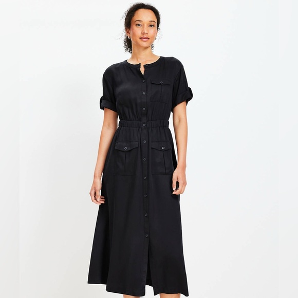 LOFT Utility Midi Pocket Dress - Picture 3 of 16